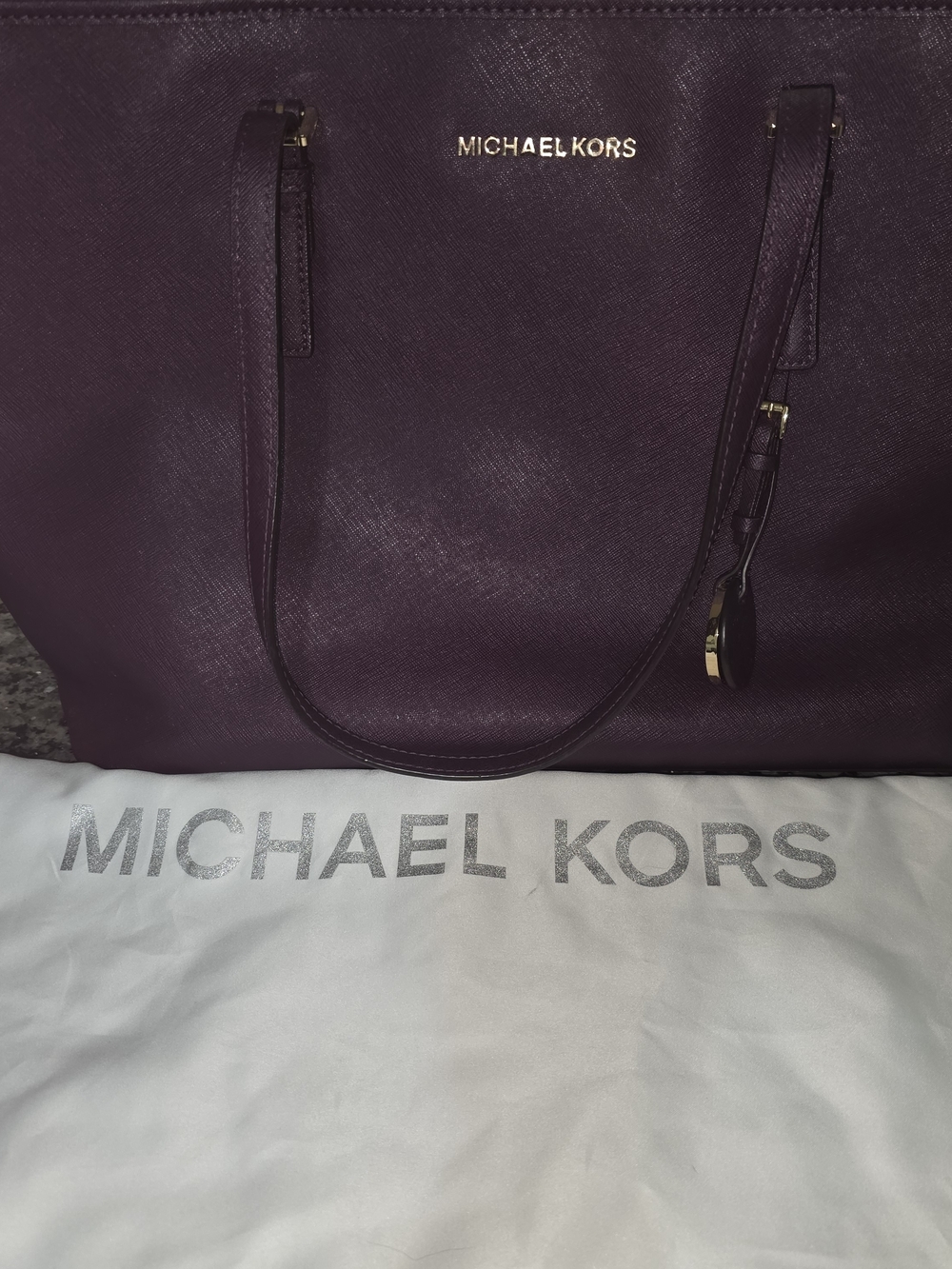 Michael Kors Purple Leather Tote Bag